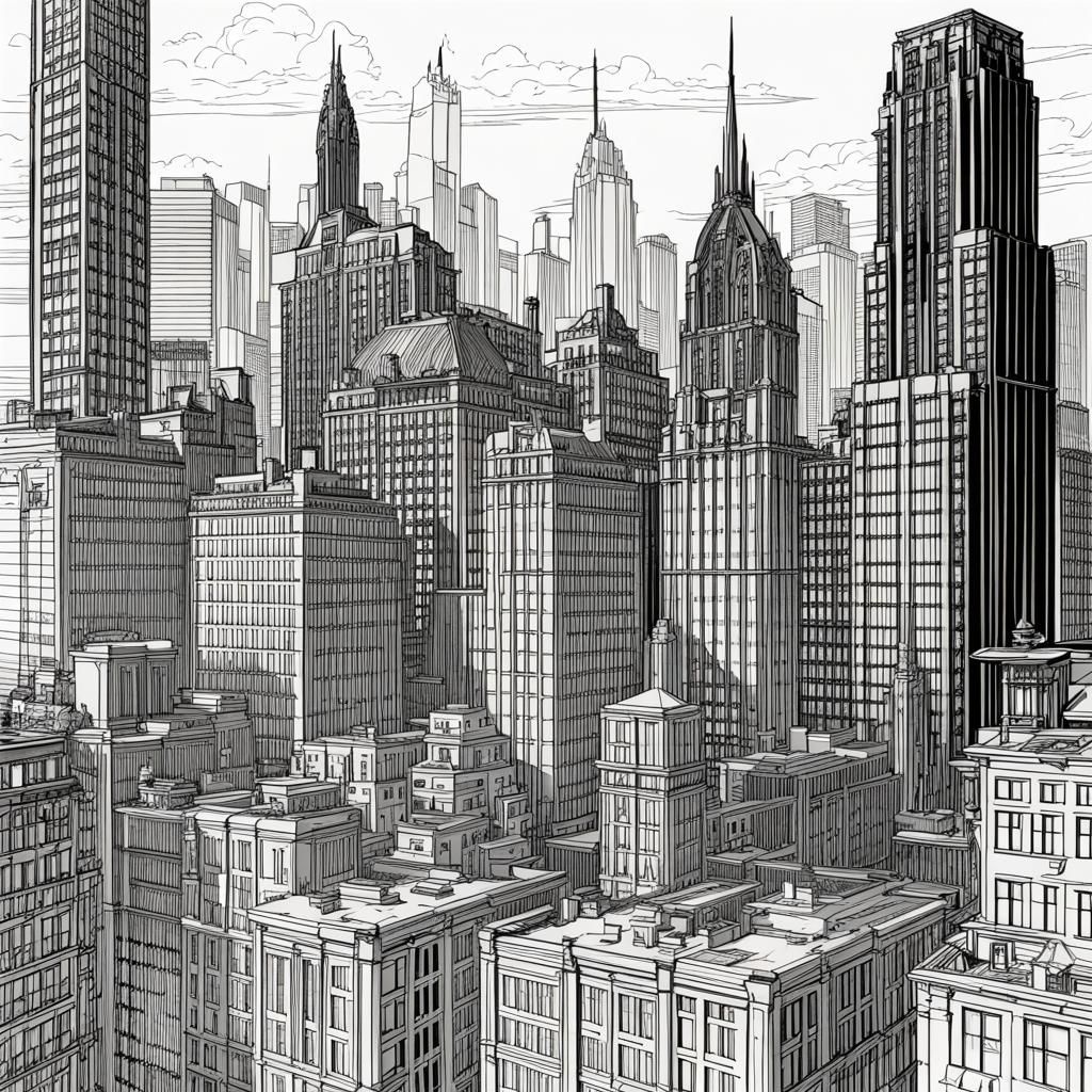 Gotham City Architecture in Ken Adams Style