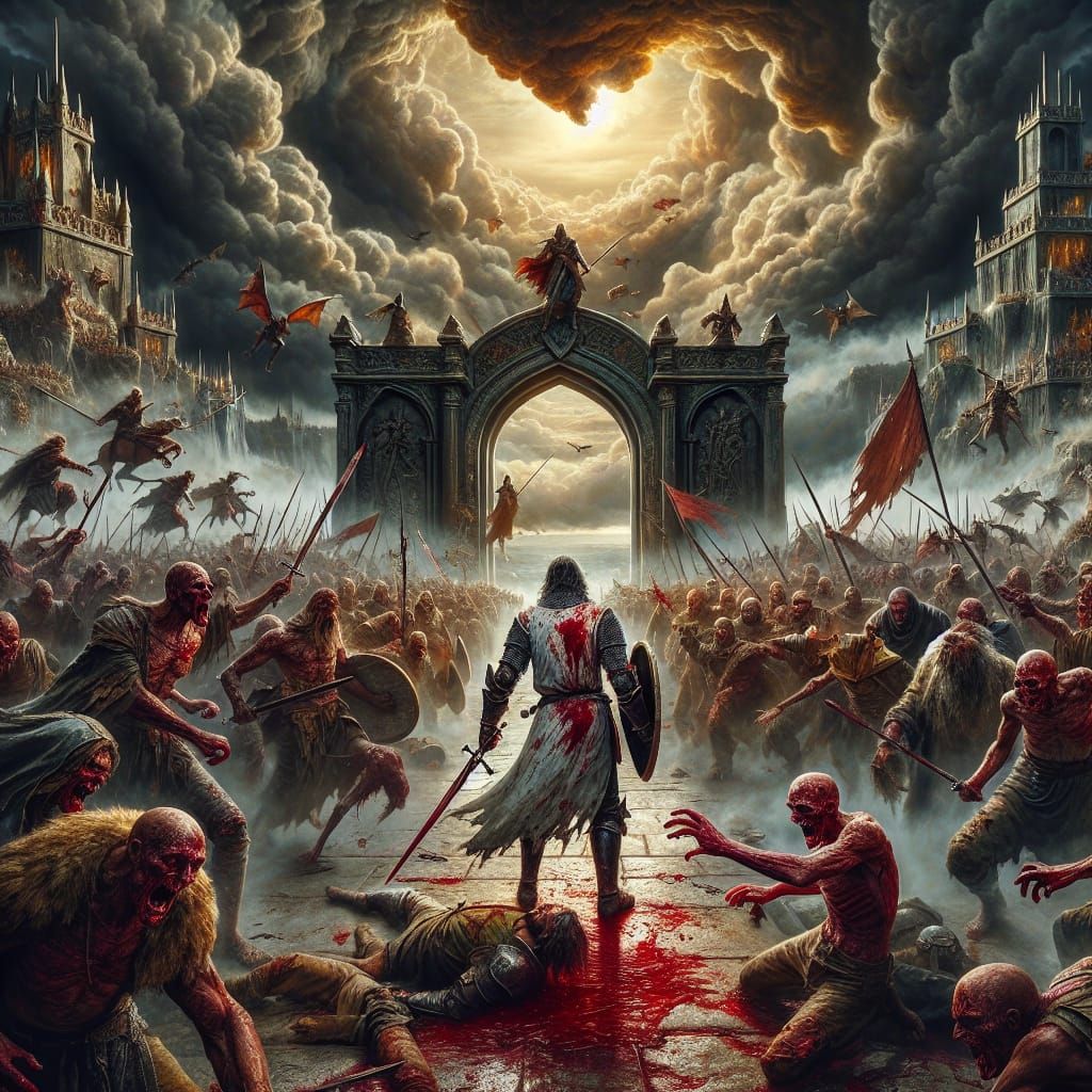 Wounded Knight Stands Guard Against Horde