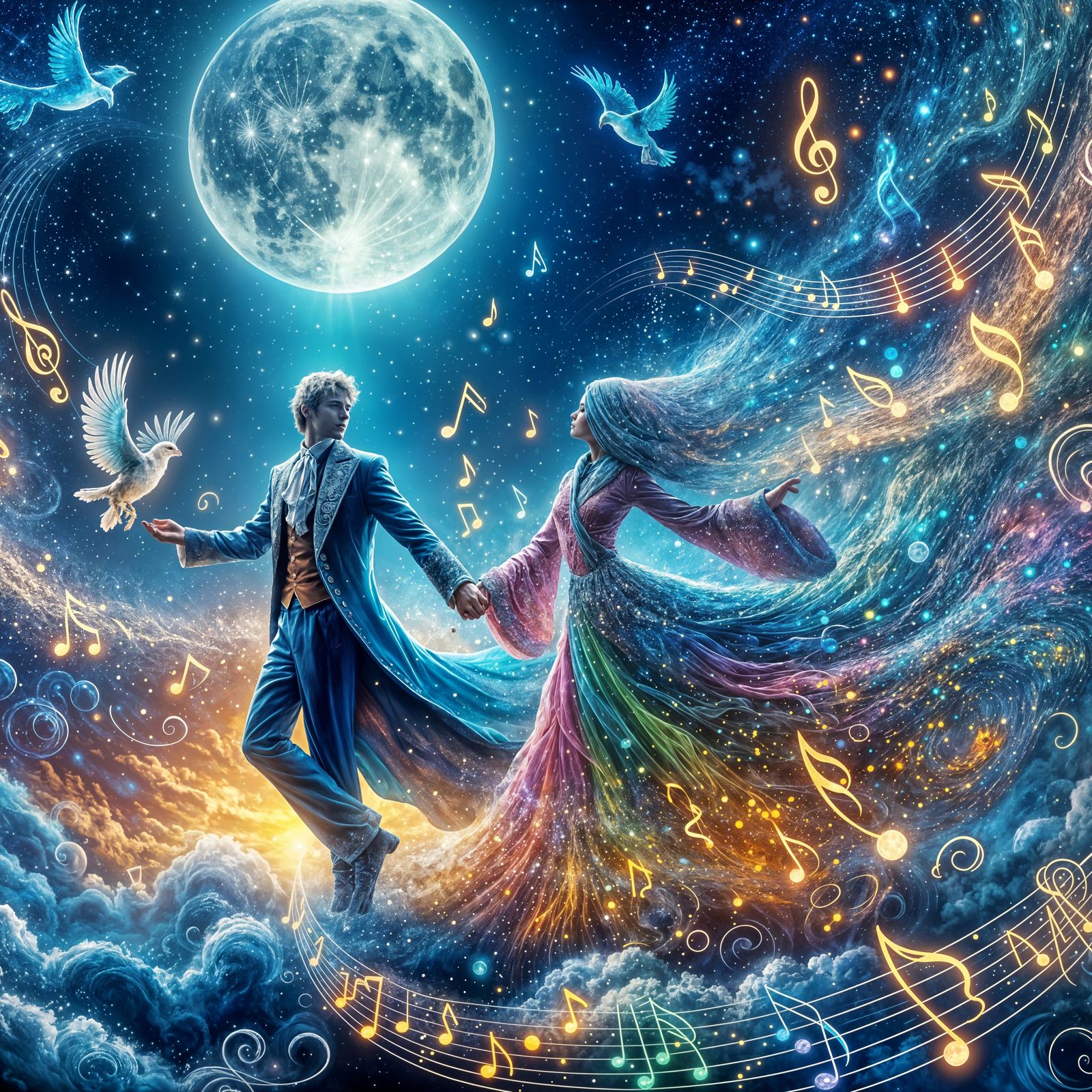 Magical Flight to the Moon in Musical Garments