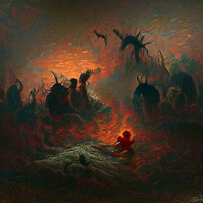 Infernal World Ablaze: A Gothic Horror Vision