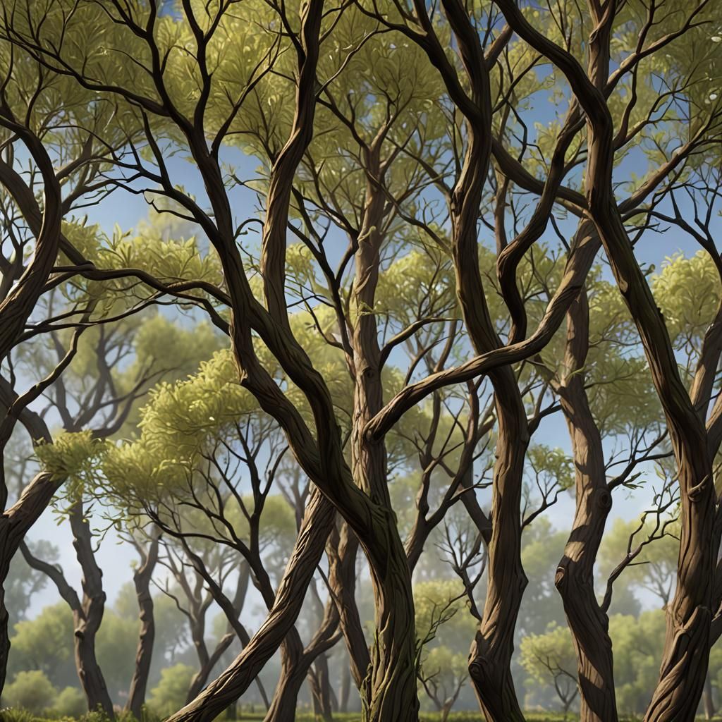 Detailed Willow Tree Matte Painting in Deep Color