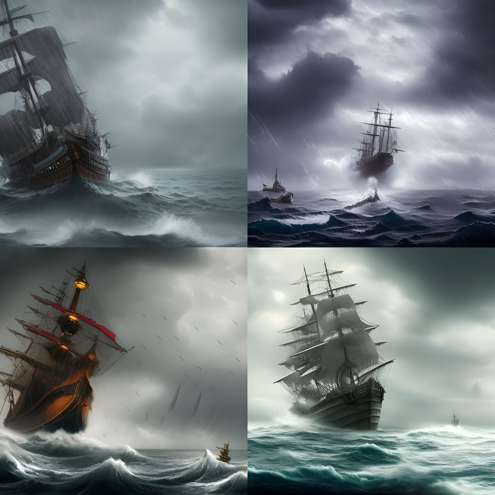 Epic Stormy Sea Ship Digital Matte Painting