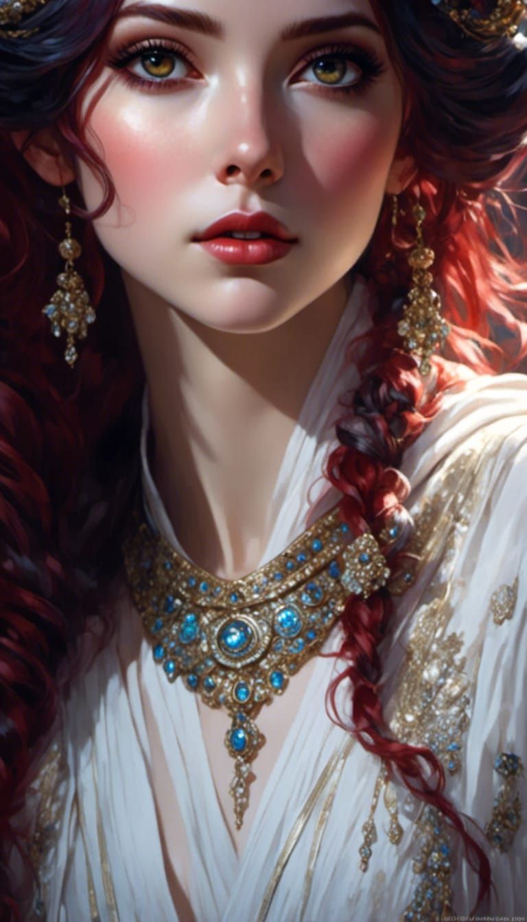 Red-Haired Jedi Lady in Rococo Style