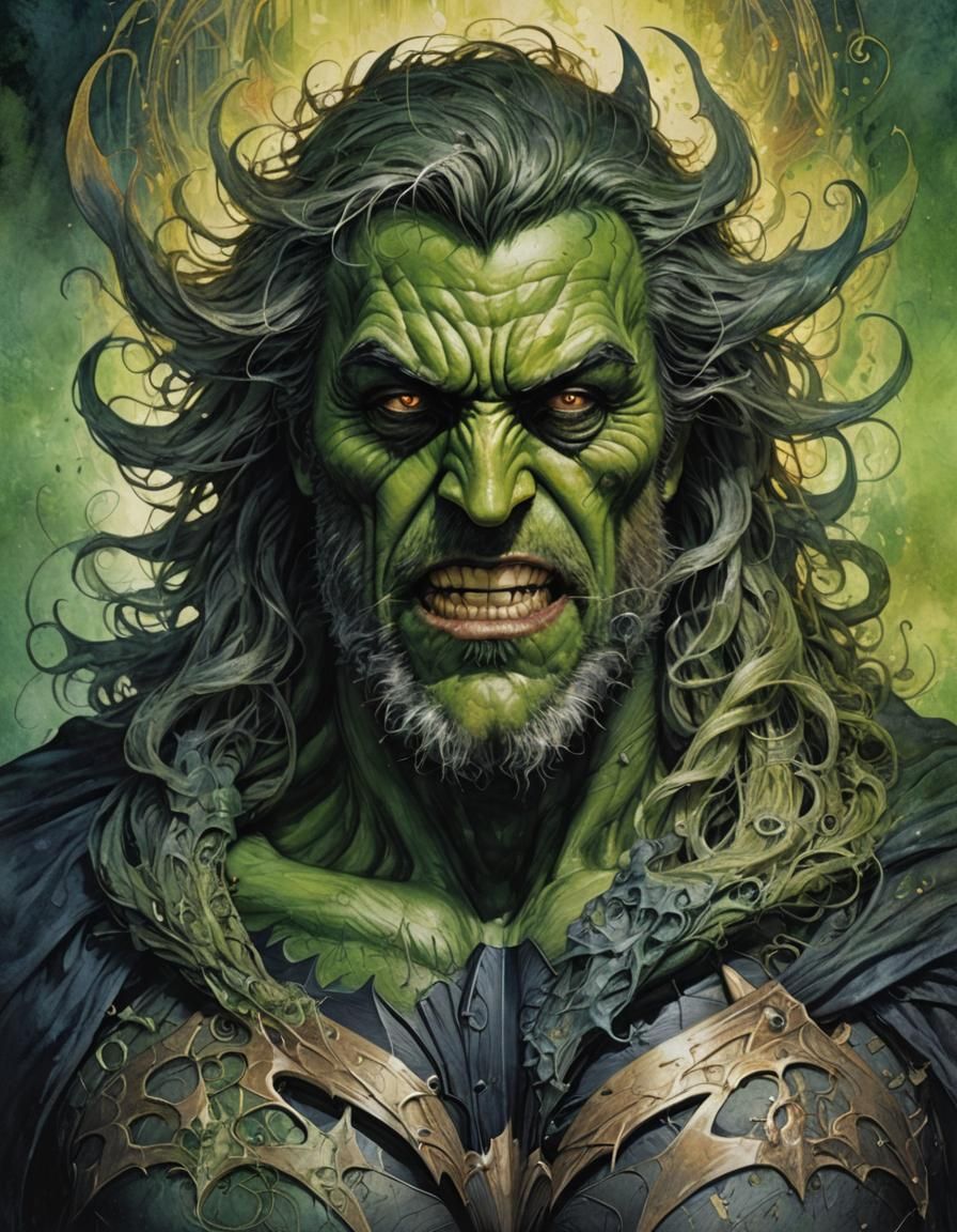 Batman/Hulk Fusion in Watercolor Poster Art