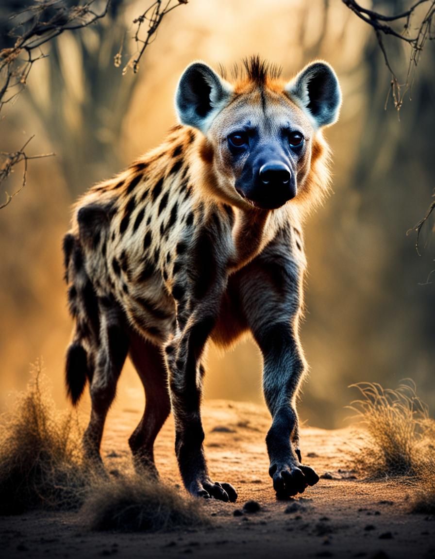 Concerned Hyena in Detailed Microphotograph