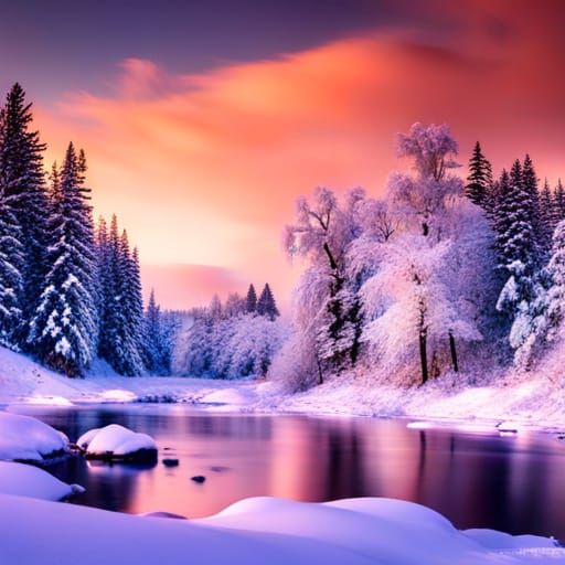 Colorful Winter Scene: An AI Interpretation