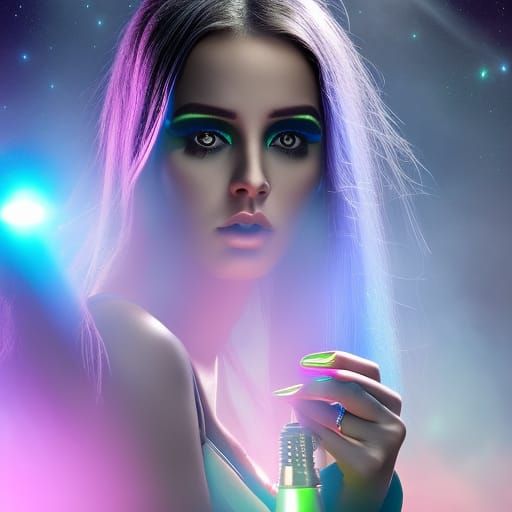 Hyperrealistic Alien Stoner Girl in Cinematic Style