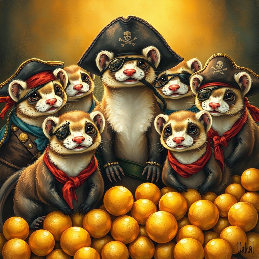 Ferret Pirates Bask in Treasure Hoard
