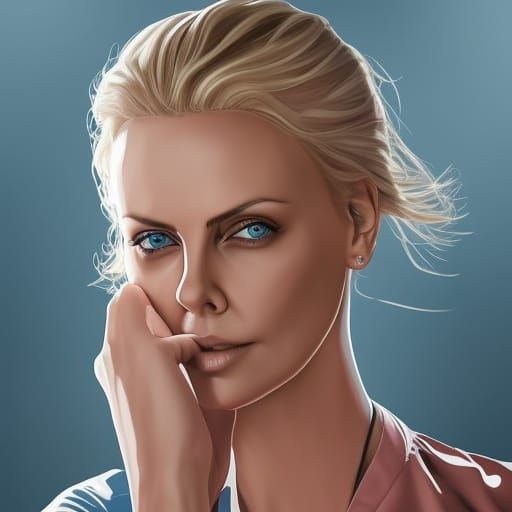 Charlize Theron as Nurse: Hyperrealistic Portrait