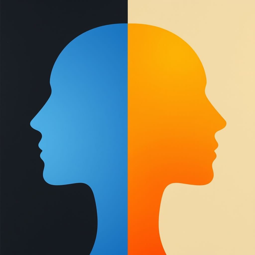 Abstract Silhouette in Style of Rothko and Mondrian