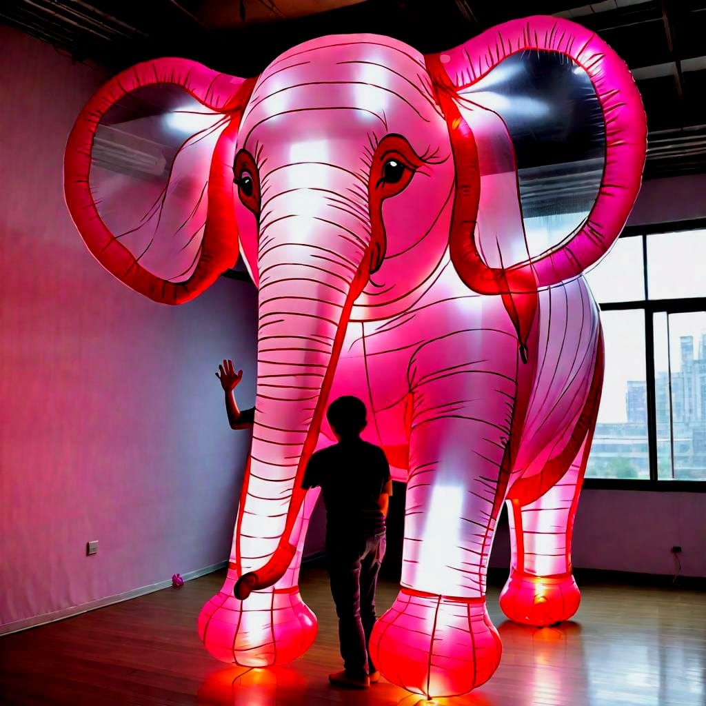 Giant Pink Elephant Balloon Art Installation