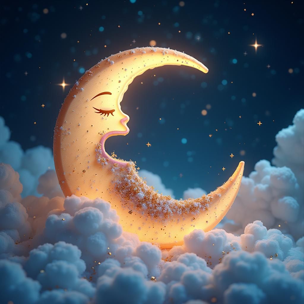 Cookie Moon Logo in Detailed Matte Painting Style