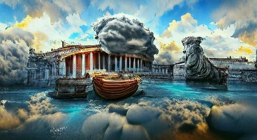 Ancient Rome Landscape with Cloudy Sky