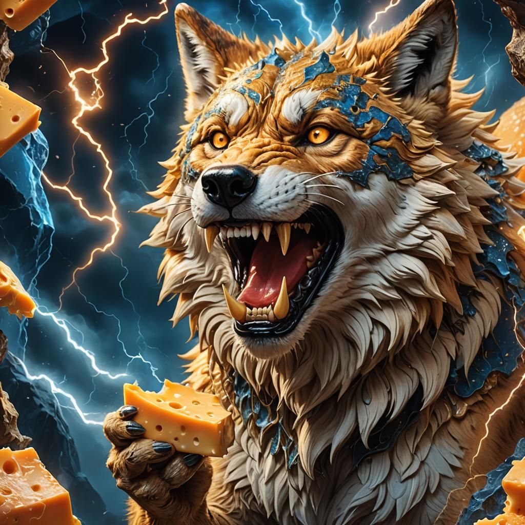 Cheese Wolf with Lightning: Fantastical Matte Painting