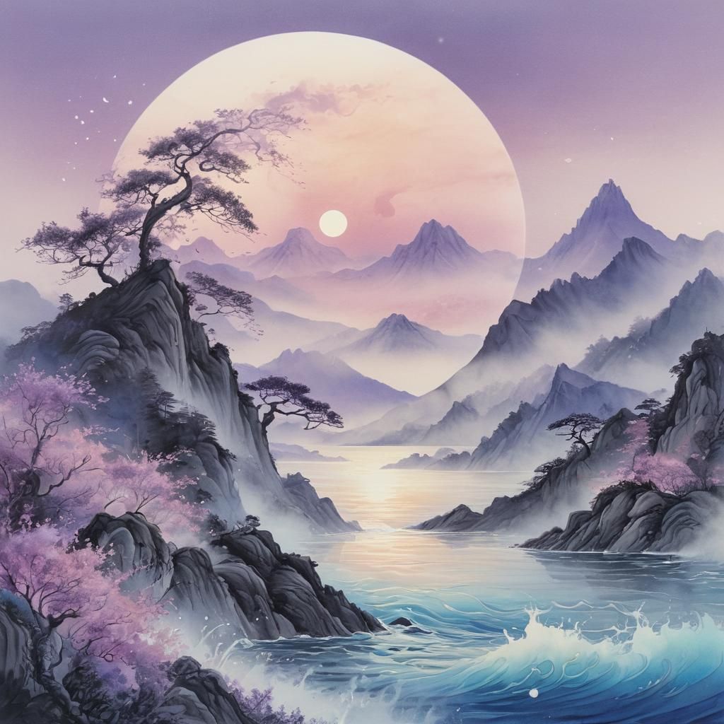 Yin and Yang in Surreal Sumi-e Ink Art