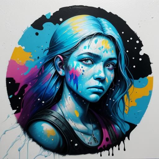 Graffiti Art: Miner's Lady in Street Art Style