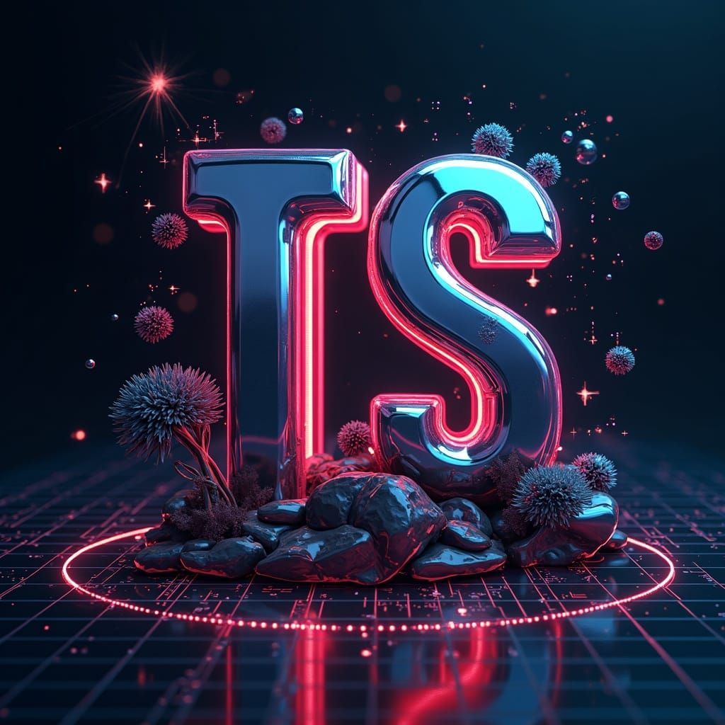 Futuristic TS Logo with Neon Accents