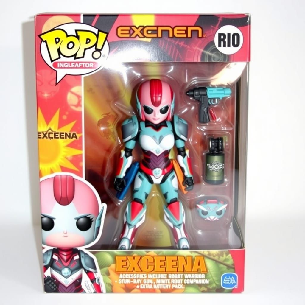 Fantasy Robot Warrior in Vibrant Action Figure Box