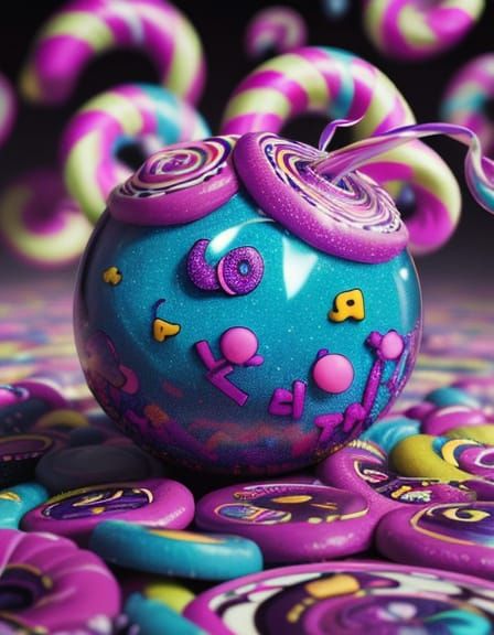 Vibrant Candy Wonderland in Hyperrealistic Style