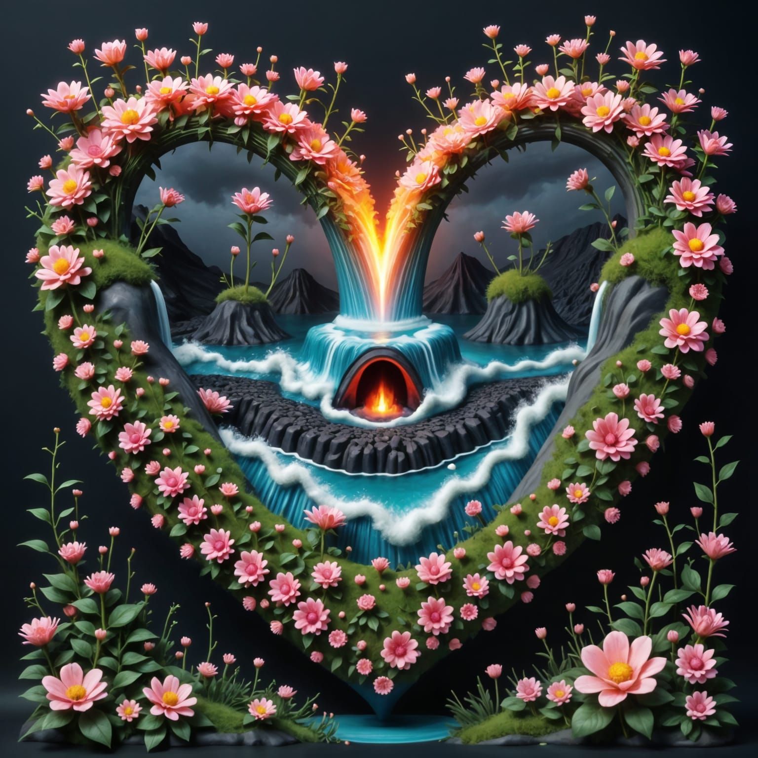 Heart-Shaped Floral Bloom in Vibrant Colors