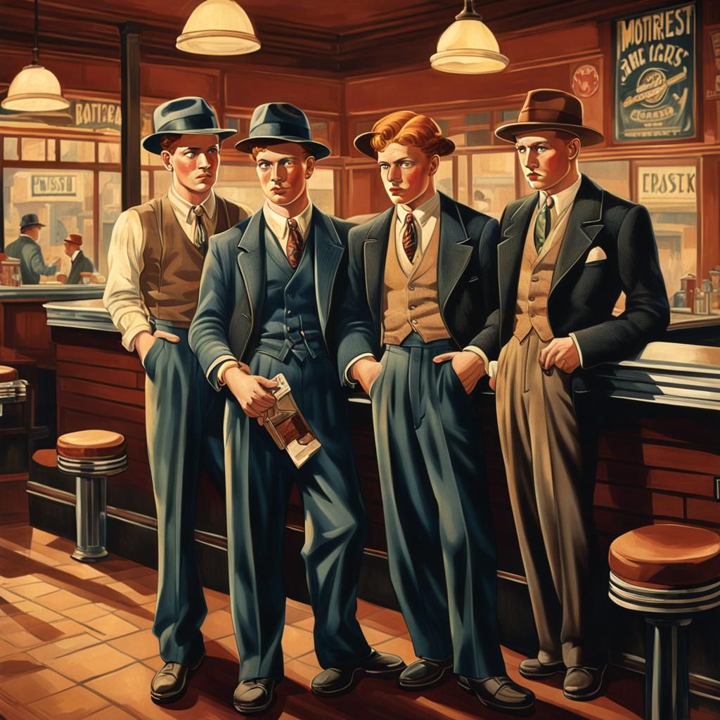 1930s Gangsters in a Diner