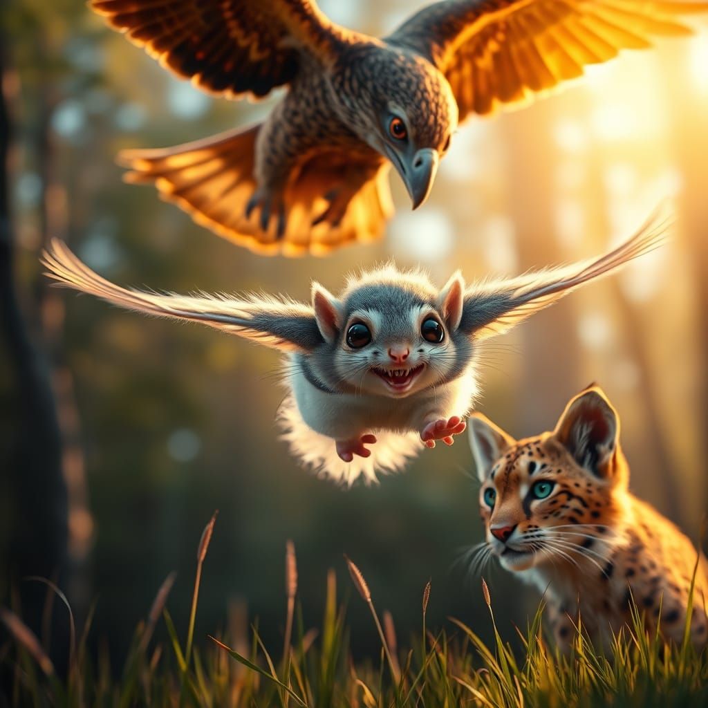 Majestic Forest Encounter in Vibrant Fantasy Colors