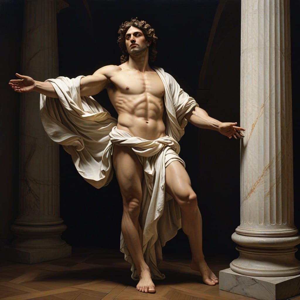 Heroic Biblical Figure in Dramatic Pose