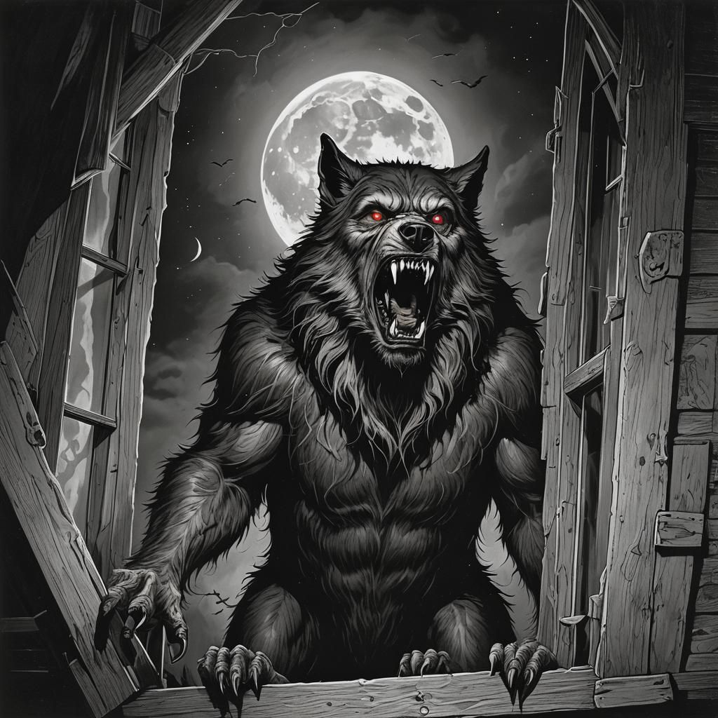 Werewolf Transformation at Midnight in the Attic