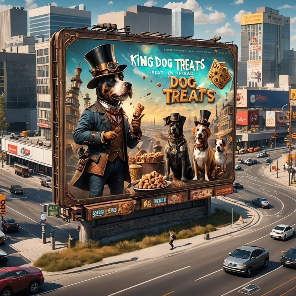 Steampunk Billboard Ad for King Dog Treats