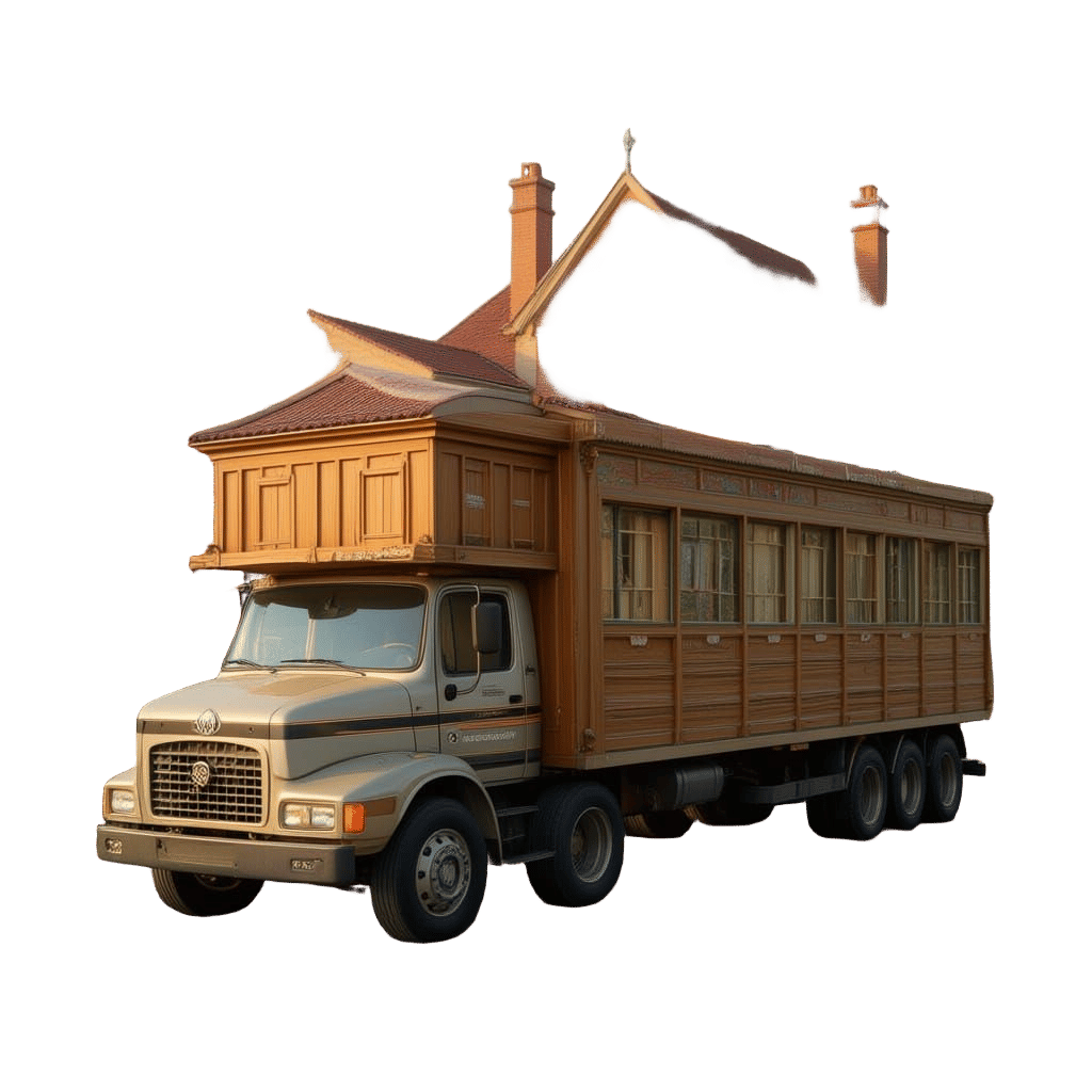 Carnival Truck with Miniature Villa, Matte Painting Style