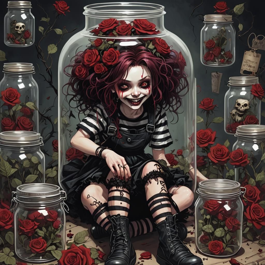 Goth Fairy Alice Trapped in a Jar