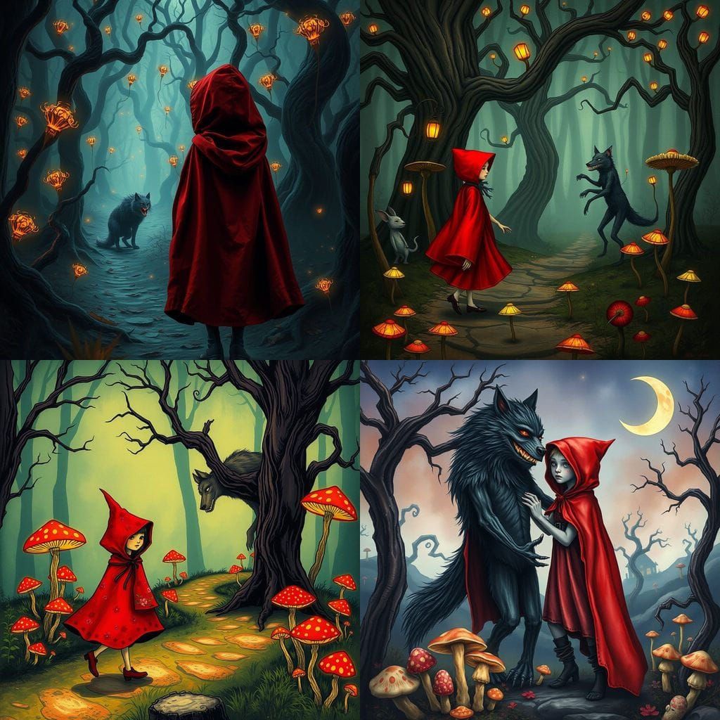 Surreal Fantasy Portrays Little Red Riding Hood and the Big....