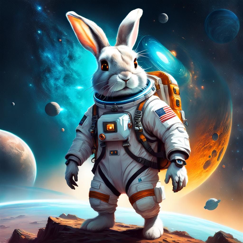 Rabbit in Spacesuit: Adorable Digital Art