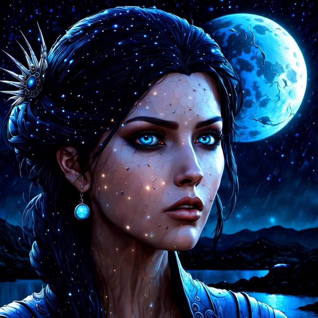 Sad Woman in a Surreal Dark Fantasy Landscape