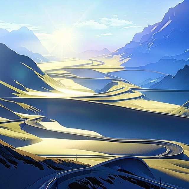 Anime Autobahn: A Vibrant Roadscape in Deep Color