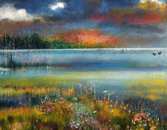 Luminous Summer Scene Over Swedish Lake in Dreamlike Impress...