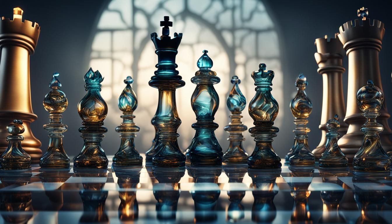 Full Set of Chess Pieces made from esquite blown Glass