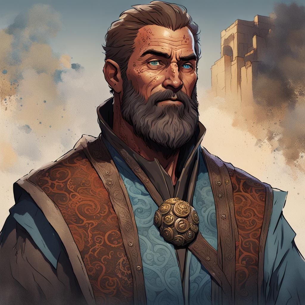 Detailed Matte Painting of Human DnD Character