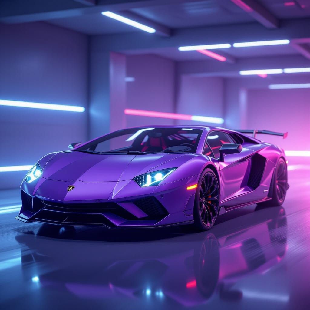 Futuristic Dragon Lamborghini in Purple and Black