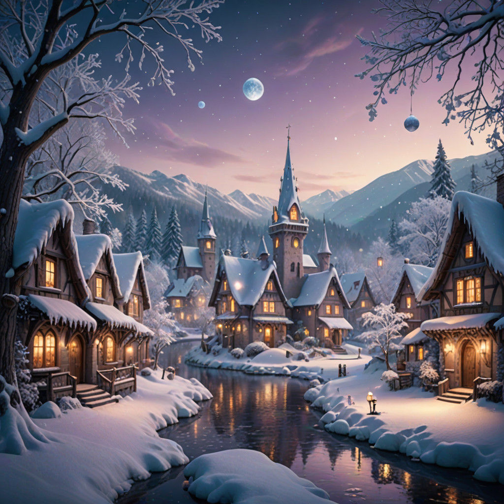 Whimsical Winter Wonderland in Pastel Hues