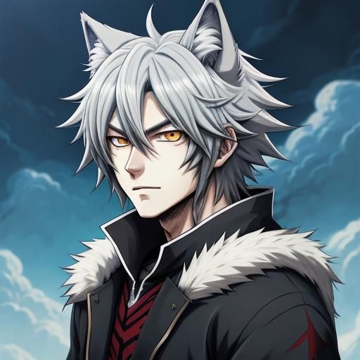 Anime Wolf Boy in Japanese Manga Style