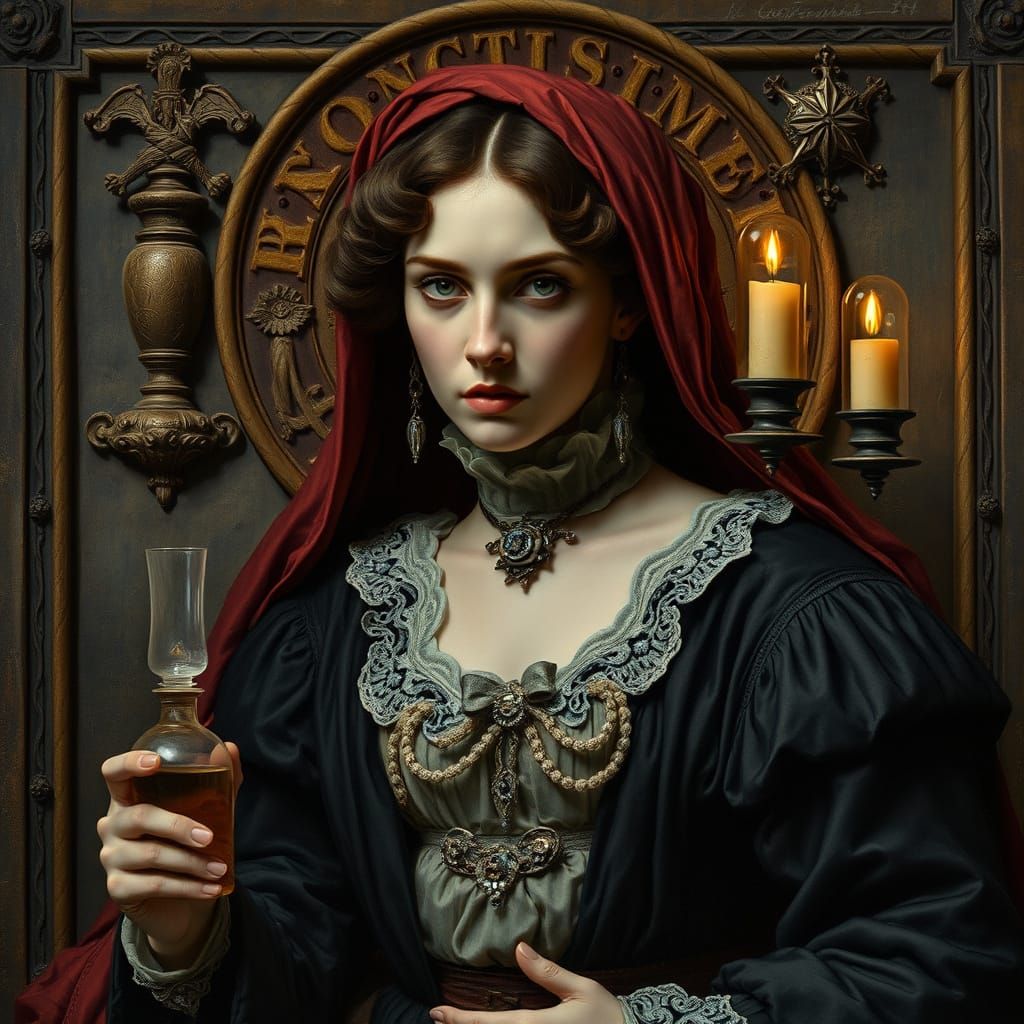 Mysterious Victorian Woman in Symbolic Realism