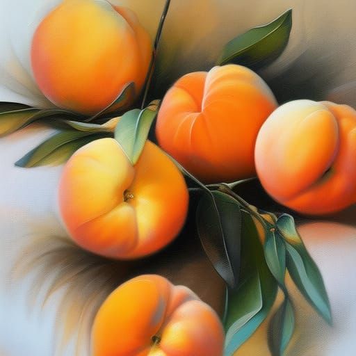 Delicate Peaches in Light Pastel Oil Painting