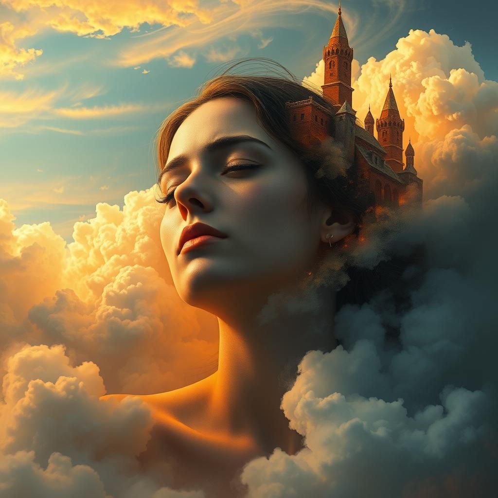 Dreamlike Woman in Surreal Organicpunk Landscape