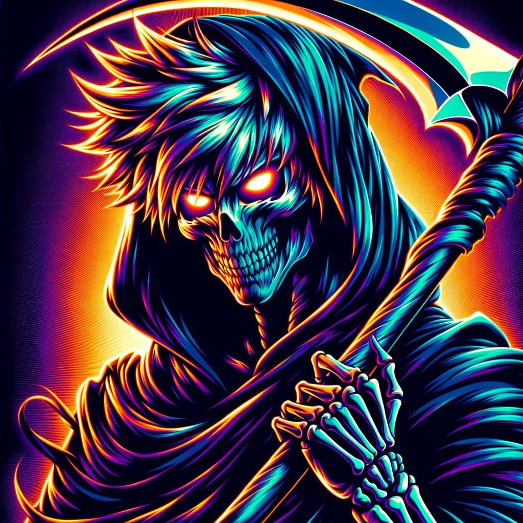 Anime Warrior as Grim Reaper with Scythe