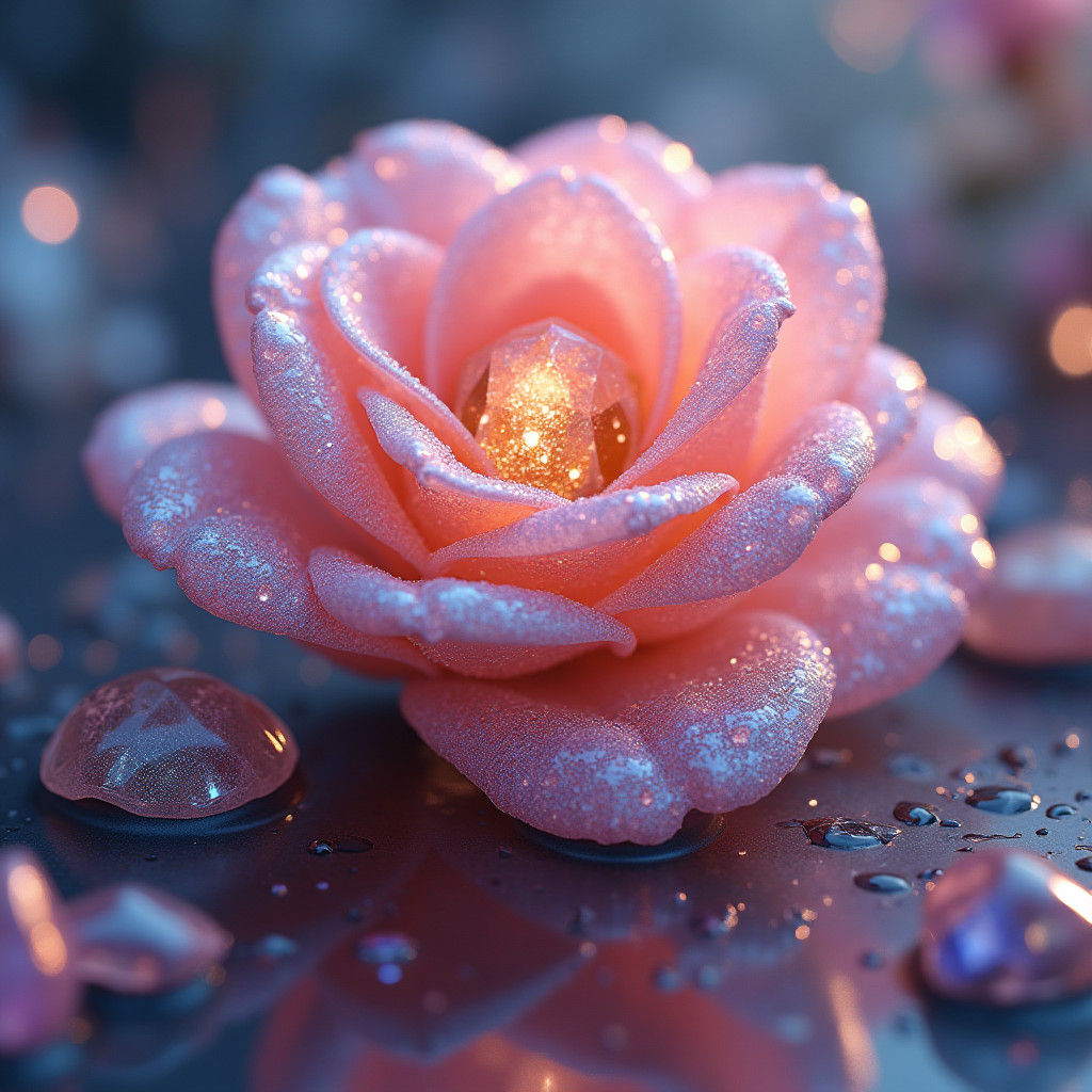 Crystal-Encrusted Sugar Rose with Sapphire and Amethyst