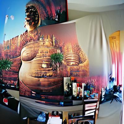 Panoramic Buddha Canvas Art for Romantic Bedroom