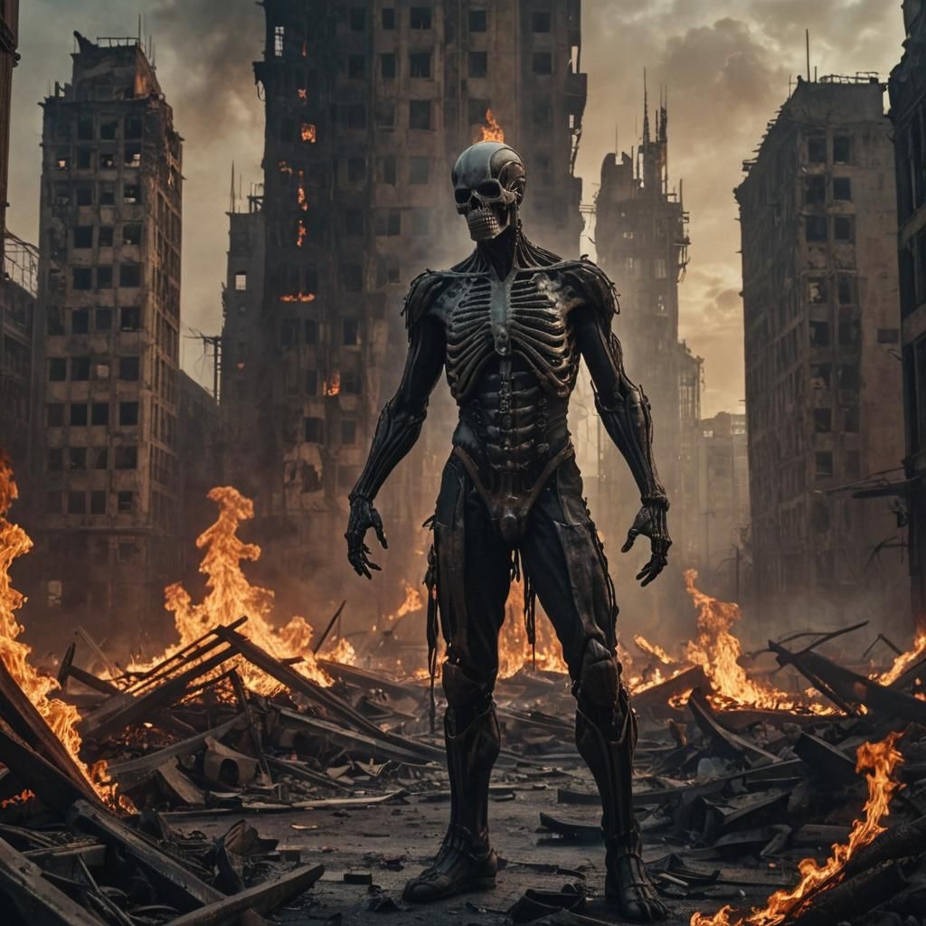 Dystopian Inferno: A Surreal Post-Apocalyptic Vision