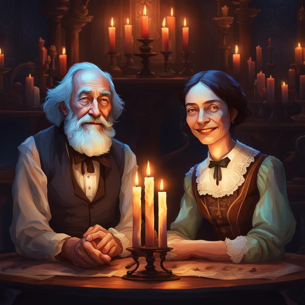 Emily Dickinson and Walt Whitman at a Seance