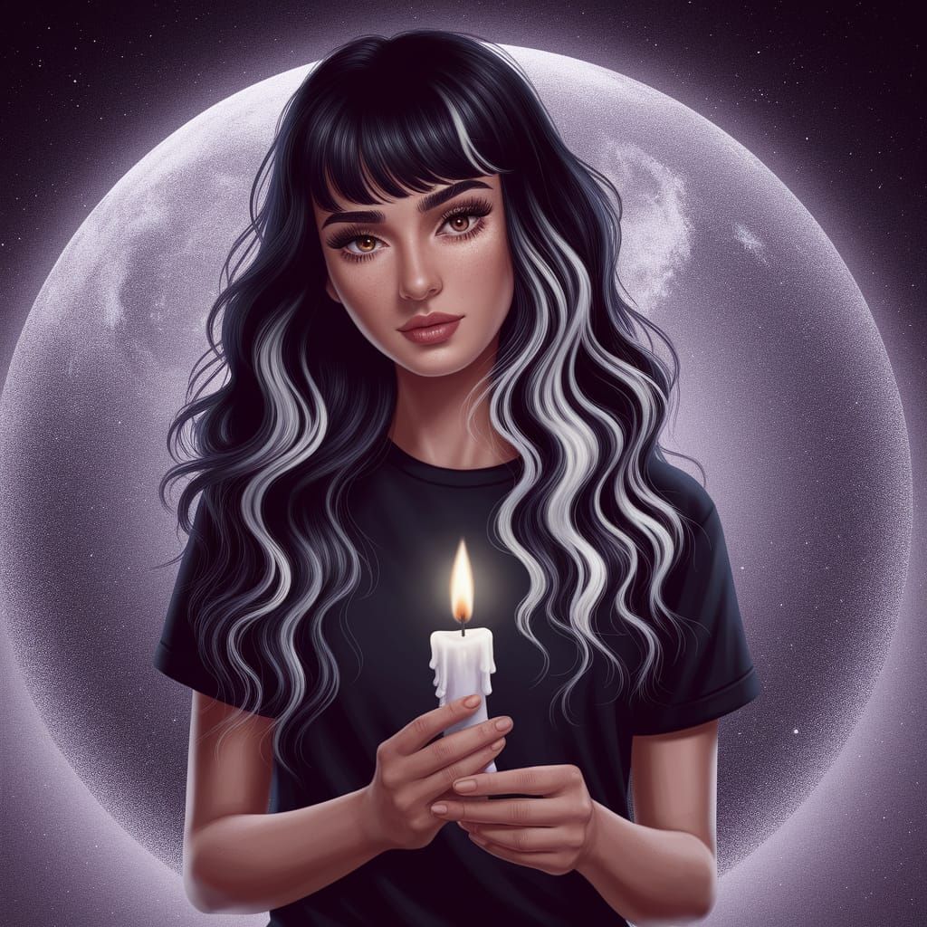 Woman with Candle in the Dark
